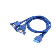 USB 3.0 20-pinski ženski do 2x USB 3.0 Ženski kabel sa vijkom
